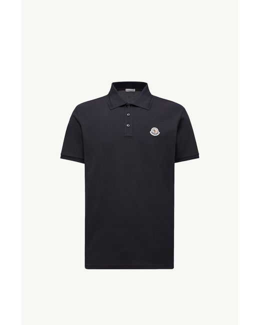 トップス MONCLER SCOM2017 210 L/S PIQUE SHIRT Moncler - White Long Sleeve Piqué Logo Polo | Mitchell Stores