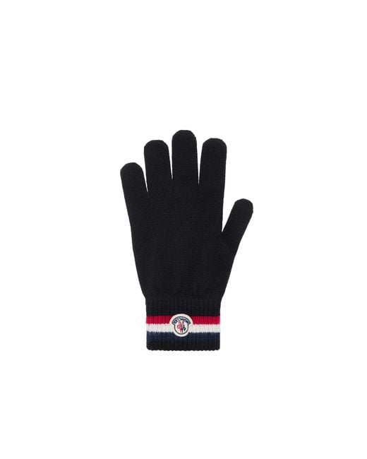 Moncler Black Moncler Tricolour Wool Gloves for men