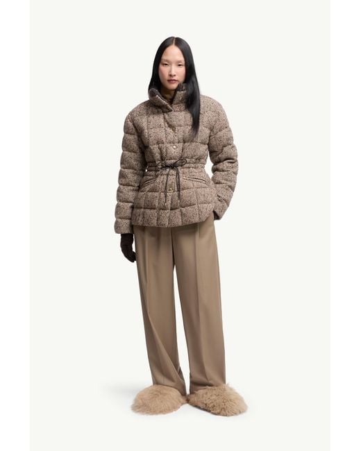 Moncler Brown Antigony Wool Blend Short Down Jacket