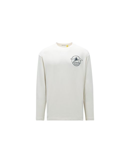MONCLER X ROC NATION White Logo Long Sleeve T-Shirt for men