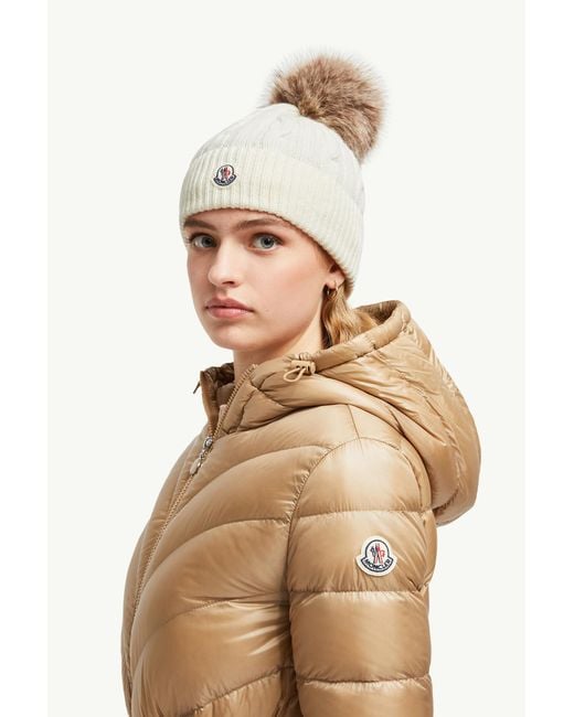 Moncler Natural Wool & Cashmere Beanie With Pom Pom