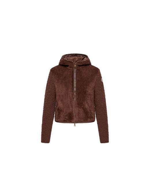 Cardigan Zippé En Bouclé Et Teddy Moncler en coloris Brown