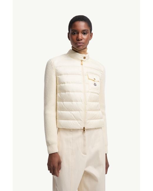 Cardigan Zippé Matelassé En Laine Moncler en coloris Natural