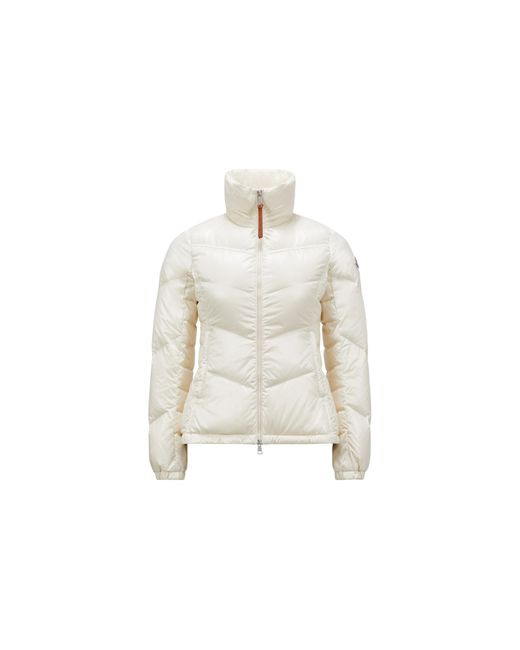 Moncler White Gast Diagonal-Quilted Short Down Jacket