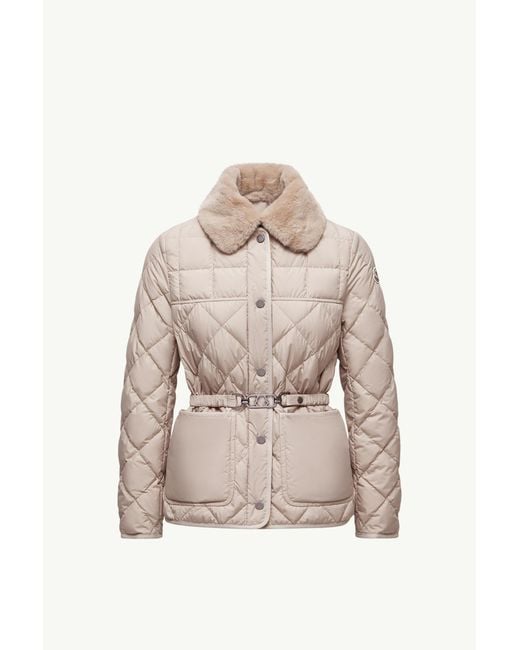 Moncler Natural Cygne Diamond-Quilted Short Down Jacket