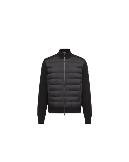 Moncler Black Moncler Wool & Cashmere Blend Padded Zip-Up Cardigan for men