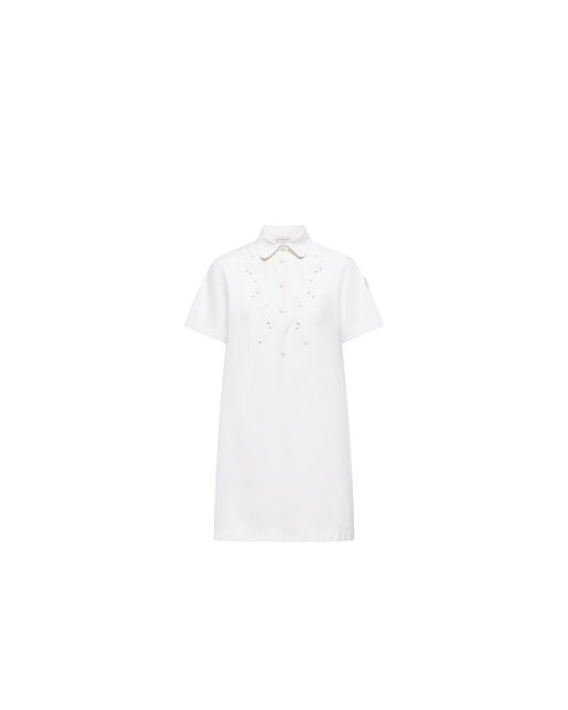 Moncler White Moncler Embroidered Shirt Dress