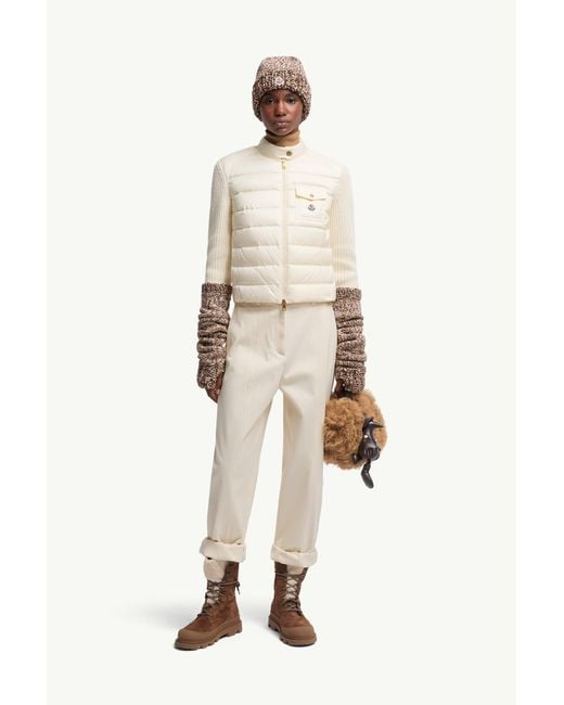 Cardigan Zippé Matelassé En Laine Moncler en coloris Natural