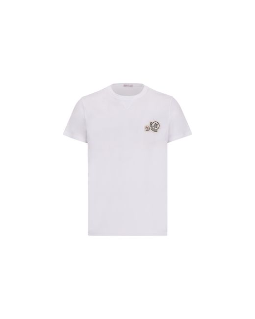 Moncler White Double Logo Patch T-shirt for men