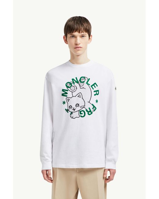 MONCLER X FRGMT White Cartoon Logo Long Sleeve T-Shirt for men