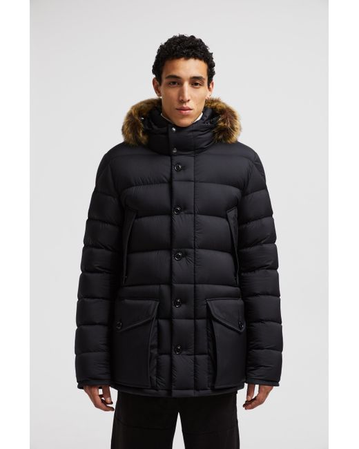 Moncler Clunye Mittellange Daunenjacke Mit Kapuze, Herren, Größe in Black für Herren