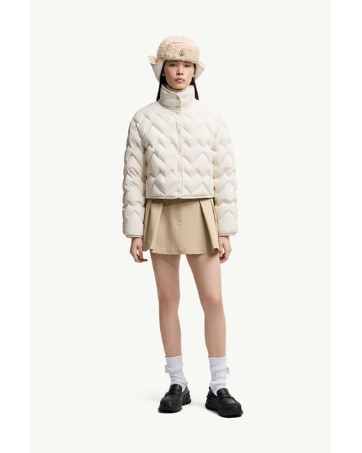 Moncler White Senevee Heart-Quilted Short Down Jacket