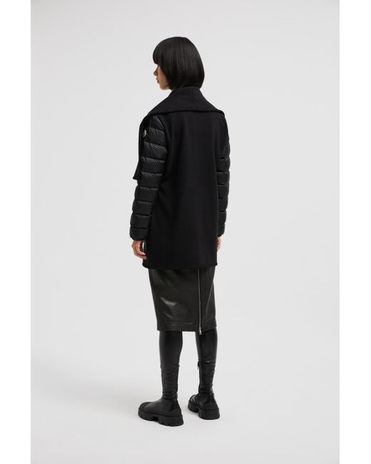 Moncler Black Wool Blend Down Cape