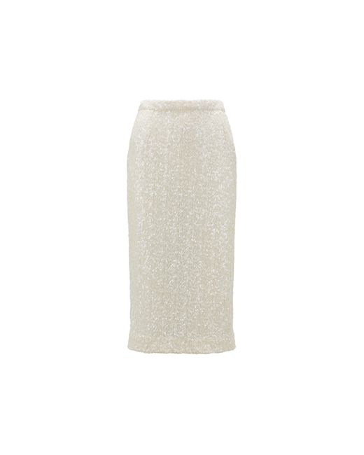 Moncler White Sequin-embroidered Pencil Skirt