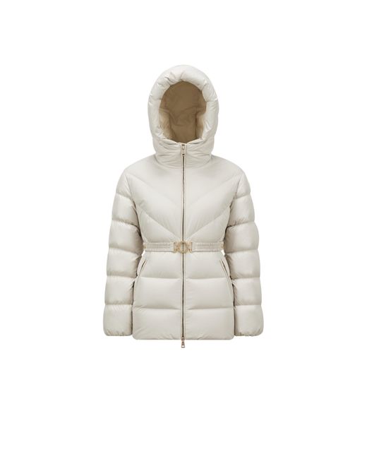 Moncler Gray Brosse Diagonal-Quilted Hooded Short Down Jacket