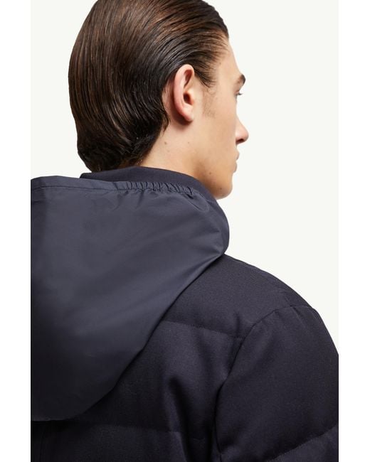 Moncler Blue Vallonpierre Hooded Long Down Jacket for men