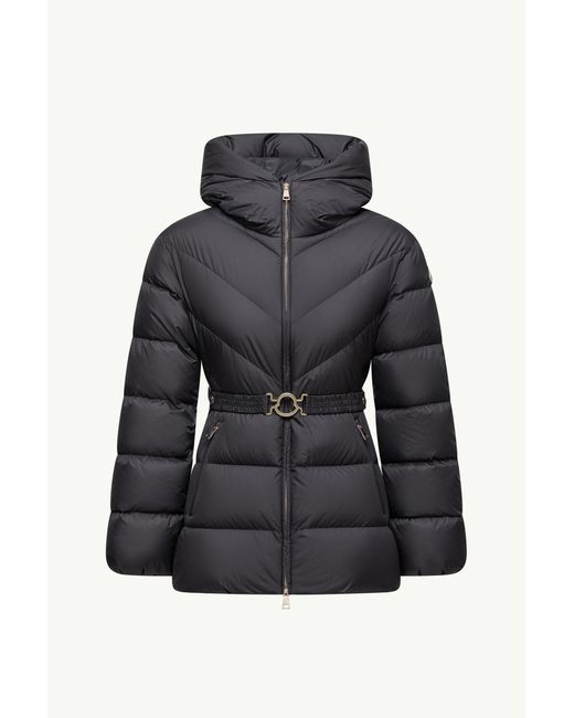 Moncler Black Brosse Diagonal-Quilted Hooded Short Down Jacket