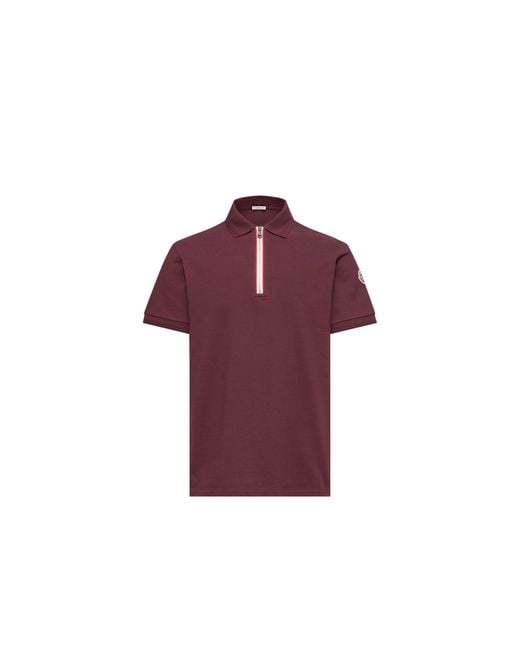Moncler Purple Moncler Tricolour-Trimmed Cotton Polo Shirt for men