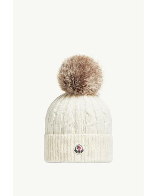 Moncler Natural Wool & Cashmere Beanie With Pom Pom