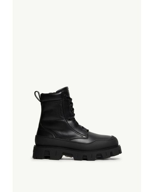 Moncler Black Peak Path Leather Lace-Up Boots for men
