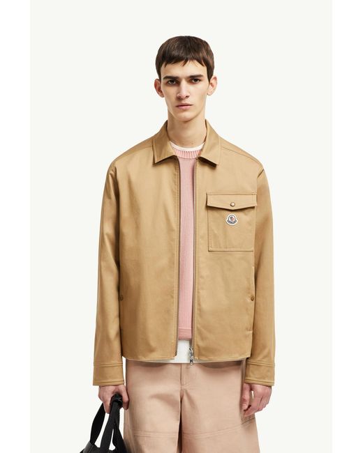 Moncler Natural Cotton Gabardine Zip-Up Shirt Jacket for men