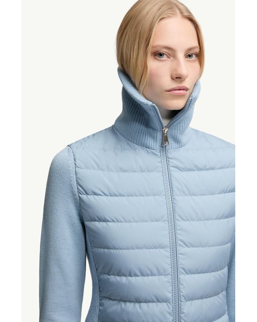 Cardigan Zippé Matelassé En Laine Moncler en coloris Blue