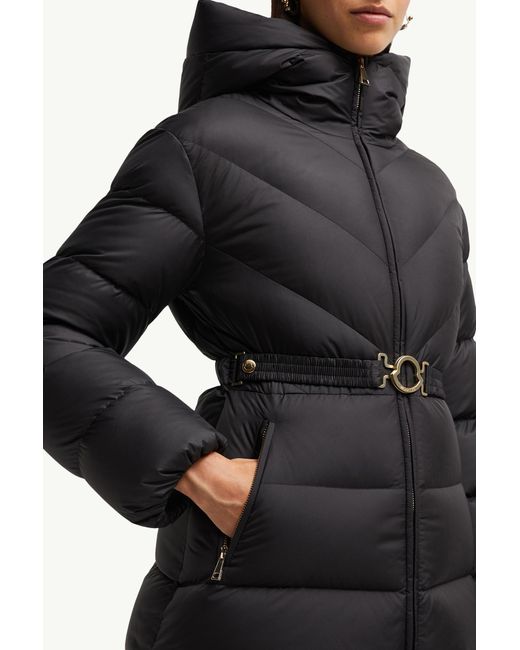 Moncler Black Brosse Diagonal-Quilted Hooded Short Down Jacket