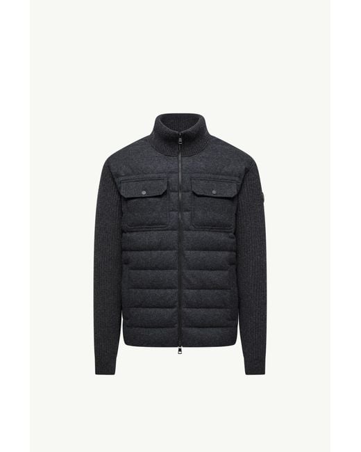 Moncler Wattierte Strickjacke Aus Wolle Mit Reißverschluss, Herren, Größe in Black für Herren