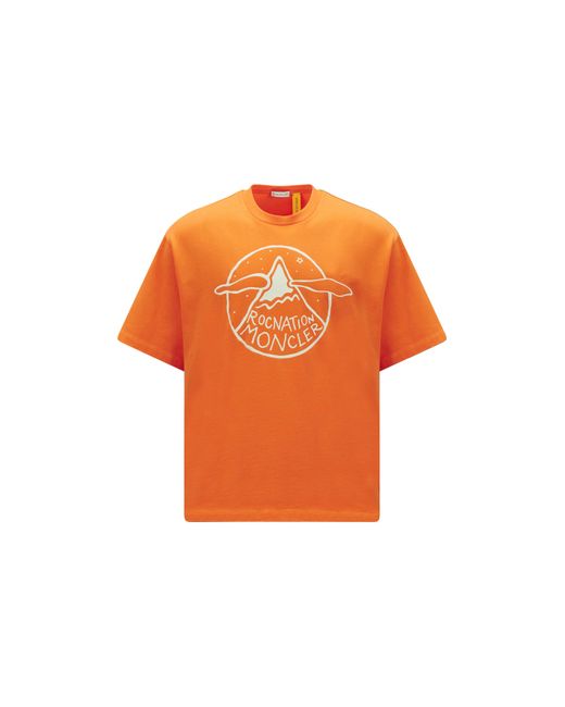 MONCLER X ROC NATION Orange Logo Motif T-Shirt for men