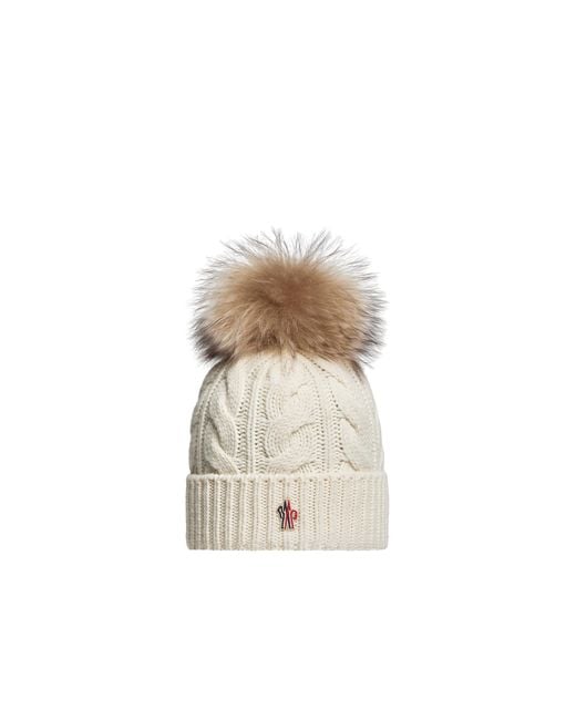 Moncler Natural Wool & Cashmere Beanie With Pom Pom