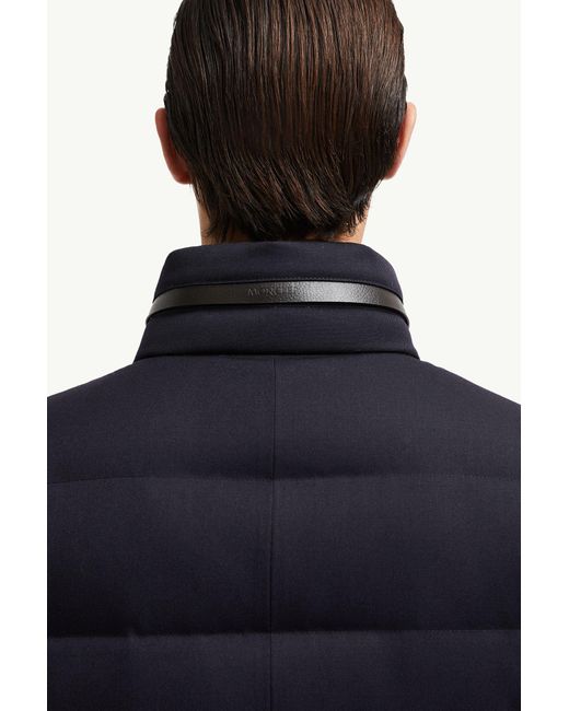 Moncler Blue Vallonpierre Hooded Long Down Jacket for men