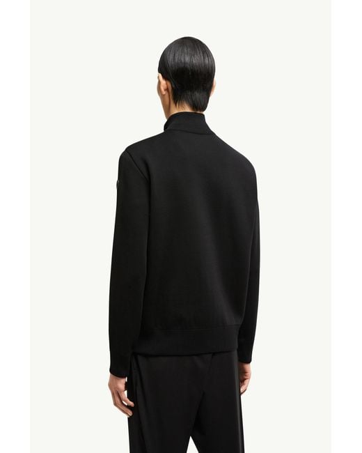 Moncler Wattierte Strickjacke Aus Baumwoll-Krepp Mit Reißverschluss, Herren, Größe in Black für Herren