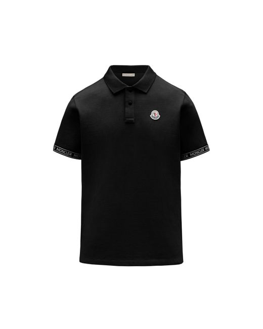Moncler Black Polo Shirt With Lettering for men