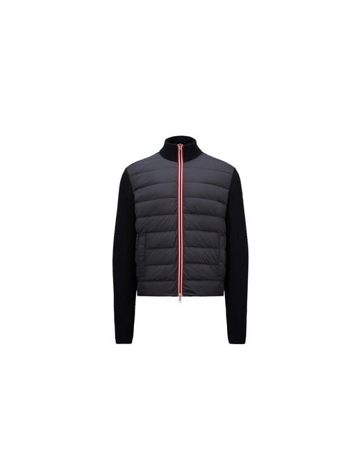 Moncler Black Padded Cotton Zip-Up Cardigan for men