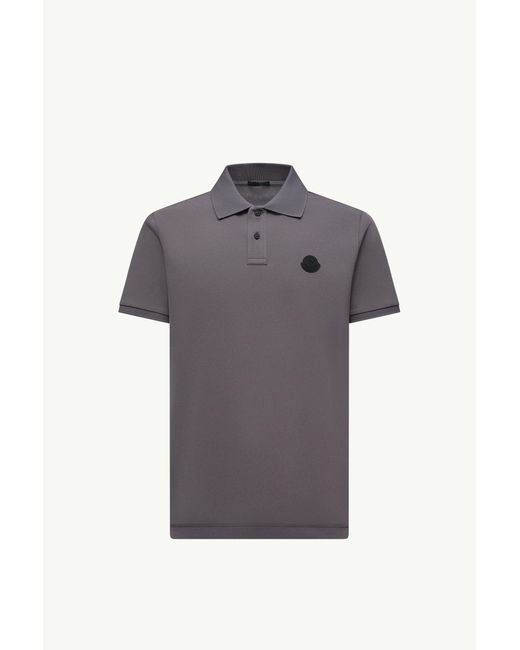 Moncler Poloshirt Aus Baumwollpiqué Mit Logoaufnäher, Herren, Größe in Gray für Herren