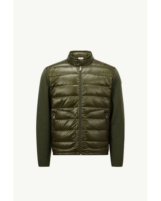 Moncler Wattierte Strickjacke Aus Wolle Mit Reißverschluss, Herren, Größe in Green für Herren