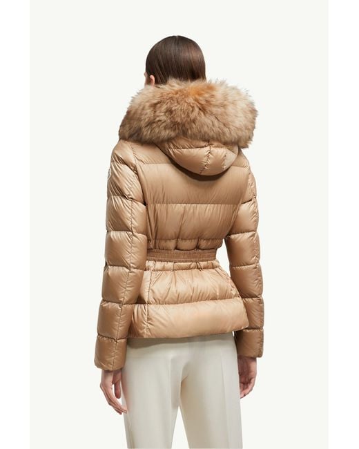 Moncler Brown Boed Hooded Shearling-Trimmed Short Down Jacket