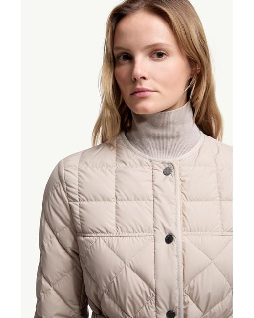 Moncler Natural Cygne Diamond-Quilted Short Down Jacket