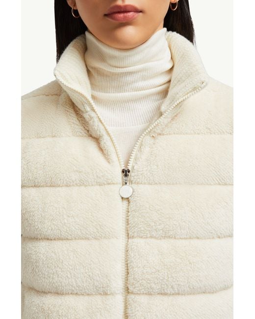 Moncler White Padded Wool & Teddy Zip-Up Cardigan