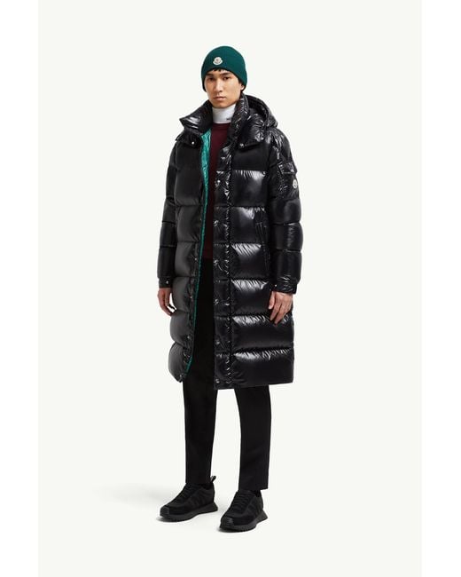 Moncler Black Hanoverian Hooded Square-Quilted Long Down Jacket for men