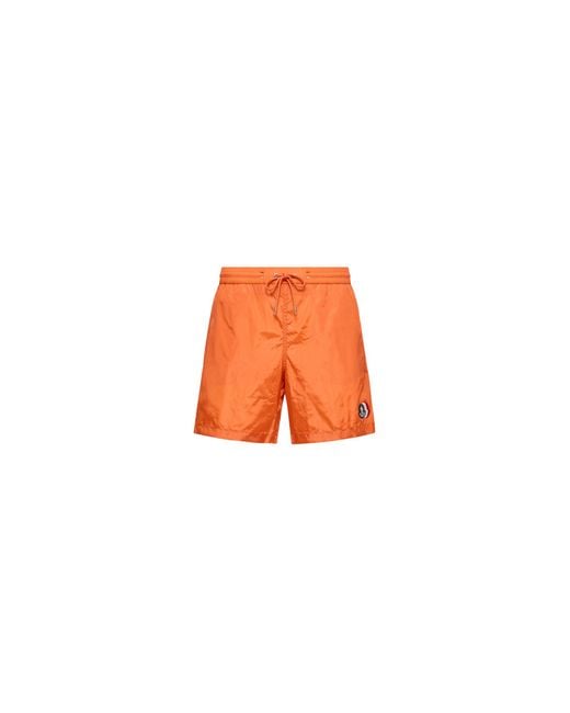 Moncler Orange Moncler Logo Swim Shorts for men