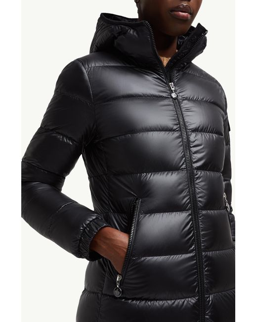 Moncler Black Glements Hooded Mid-Length Down Jacket