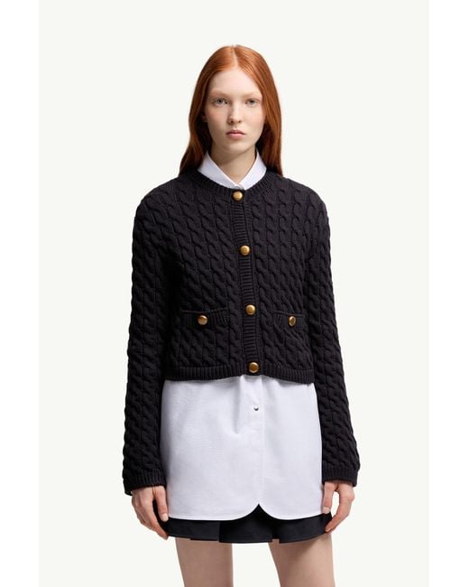 Moncler Black Cotton Blend Cardigan