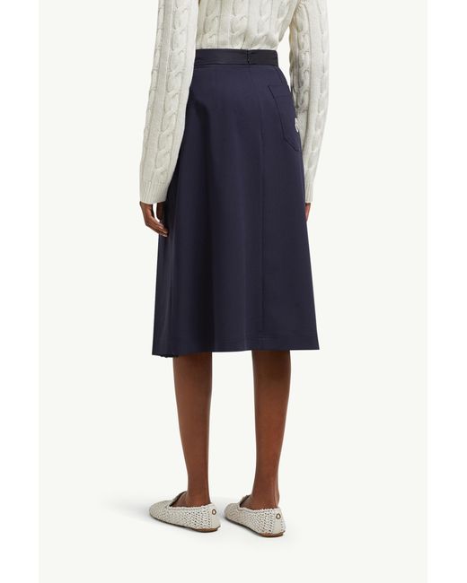 Moncler Blue Wool Blend Pleated Midi Skirt