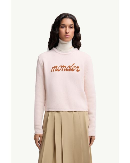 Pull En Laine Et Cachemire À Logo Brodé Moncler en coloris Pink