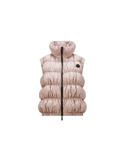 Moncler Pink Apriate Ruche-Quilted Down Vest