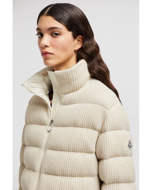 Moncler Natural Thoiry Laminated Cotton Short Down Jacket