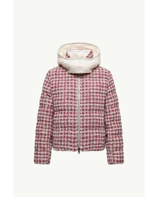 Moncler Black Andronne Tweed Hooded Short Down Jacket