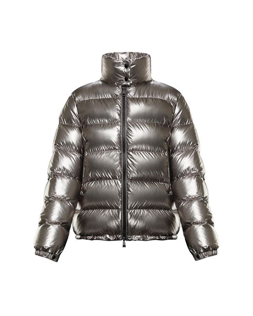 Moncler Gray Quilted Metallic Down Jacket