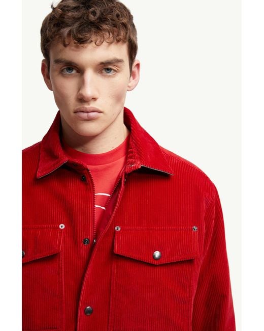 Moncler Ambroisie Daunen-Hemdjacke Aus Cord, Herren, Größe in Red für Herren